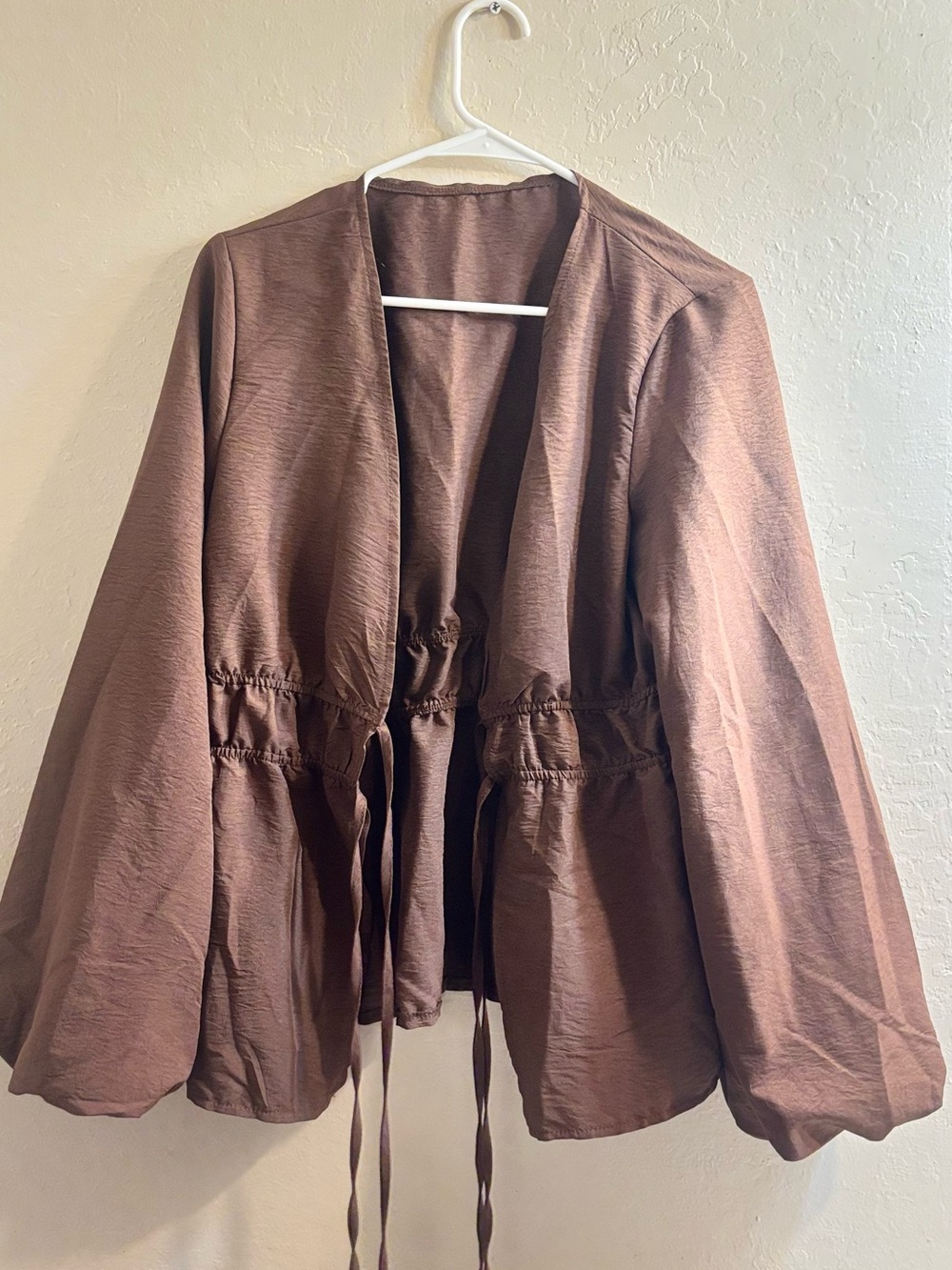 Cute Brown Women's Drawstring Waist Jacket